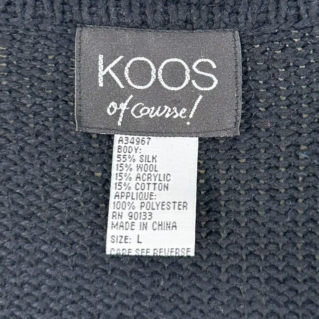 Koos of Course Black Silk/Wool Quilted Artsy Long Duster Cardigan Size L Sweater Size L - Image 5