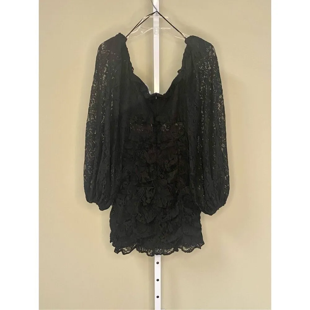 ASTR the Label NWT Chrisley Lace Long Sleeve Mini Dress in Black Size M Size M - Image 10