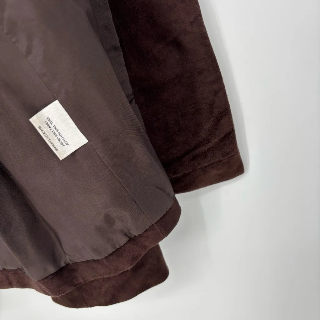 Eileen Fisher Goat Suede Chocolate Brown Jacket Size Small - Image 8