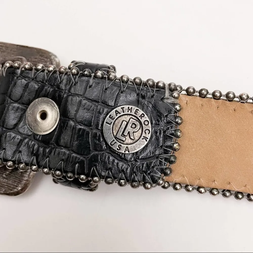 Leatherock Leather Bling Rhinestone Black Belt - Image 99