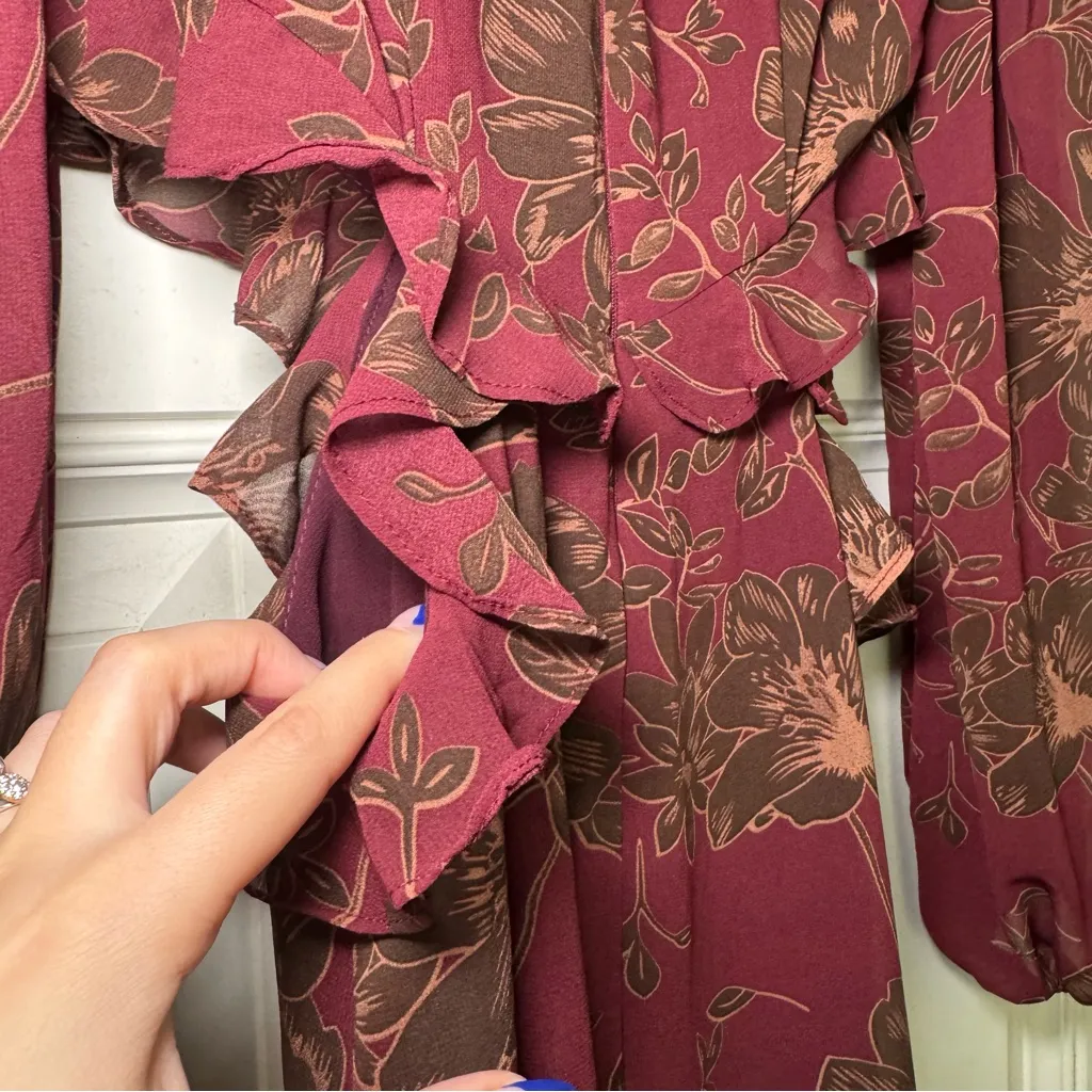 ASTR The Label Biella Floral Print Long Sleeve Keyhole Maxi Dress Sz XS - Image 10