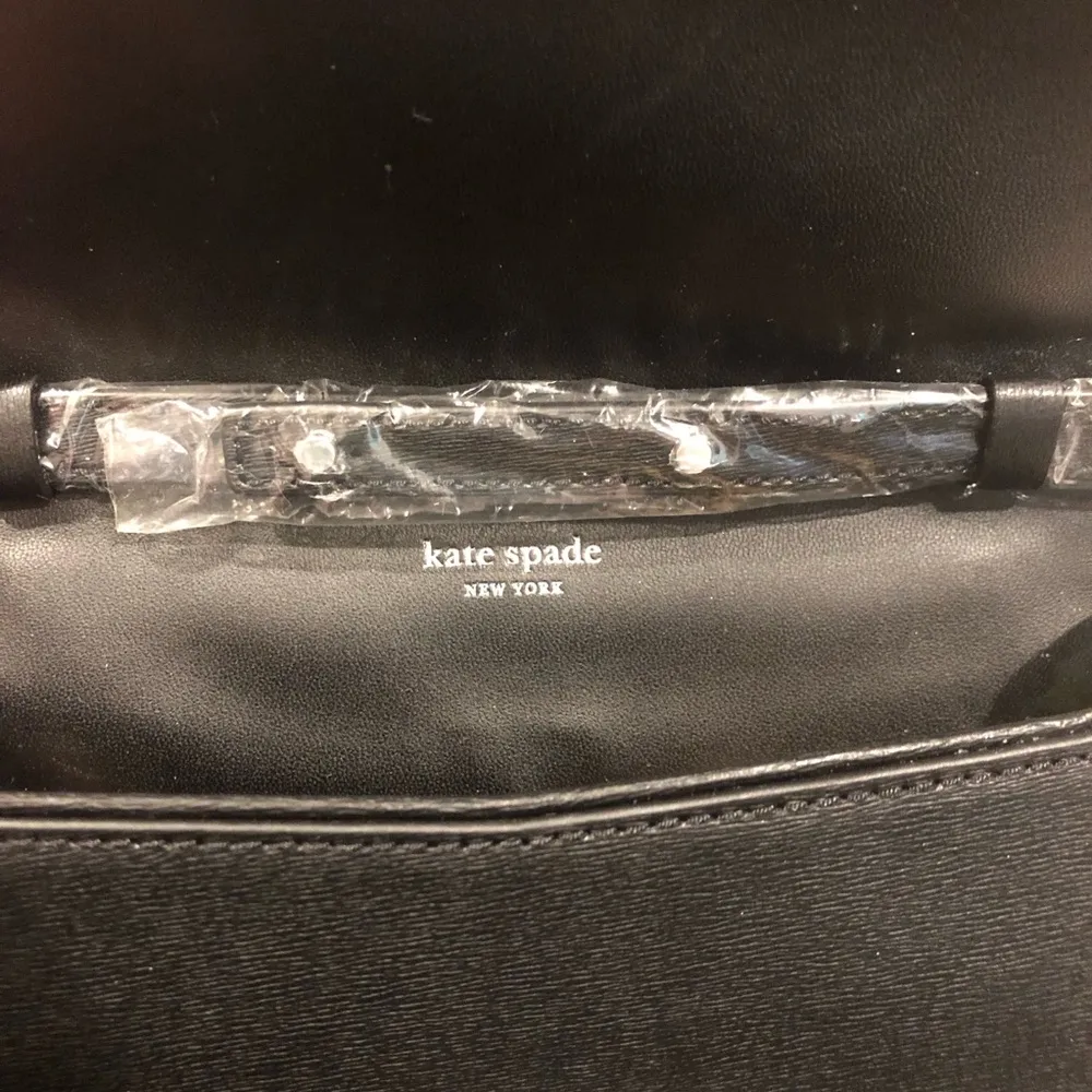 KATE SPADE Black and Silver Slide Lock Clutch Crossbody Bag Silver Accents NWOT - Image 15