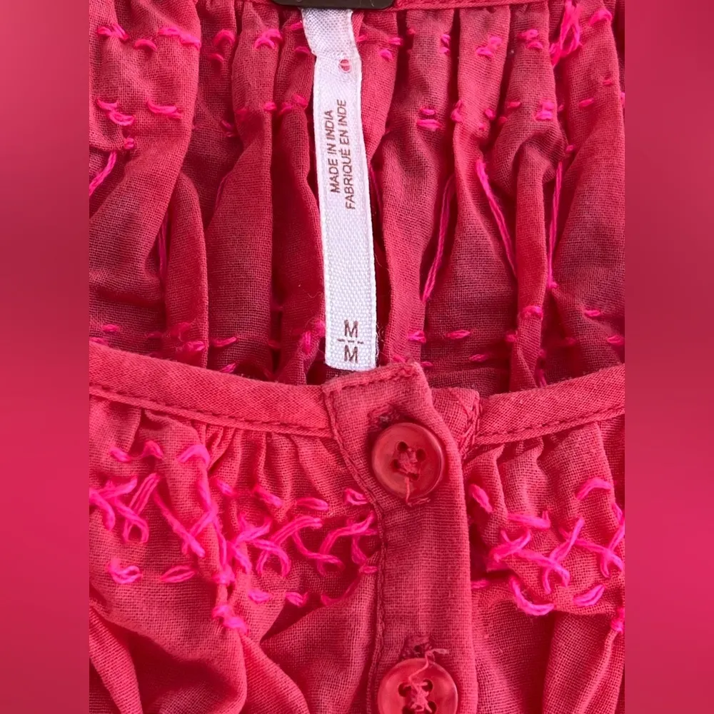 Free People women’s Orange / Pink stitching Baby Doll Blouse Top - Image 6