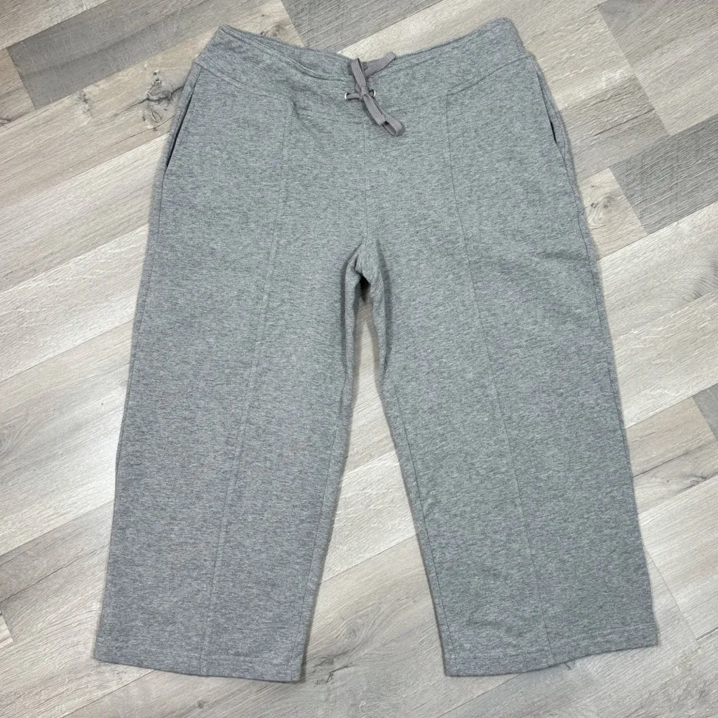 Marika Sport Knit Capri Peddle Pusher Pants Grey XL Athleisure Straight Leg Gray - Image 3