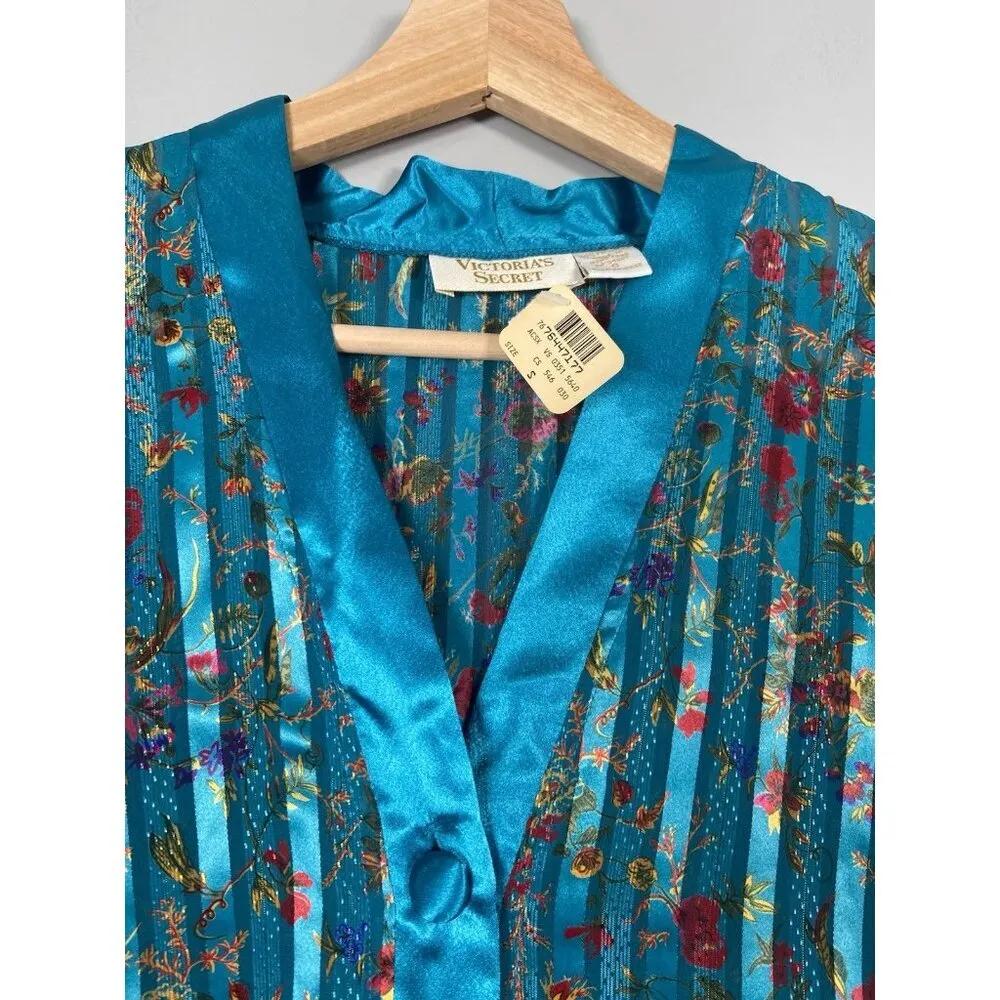 Victoria's Secret Vintage Gold Label Japanese Button PJ Top S Floral Pleated NWT - Image 5