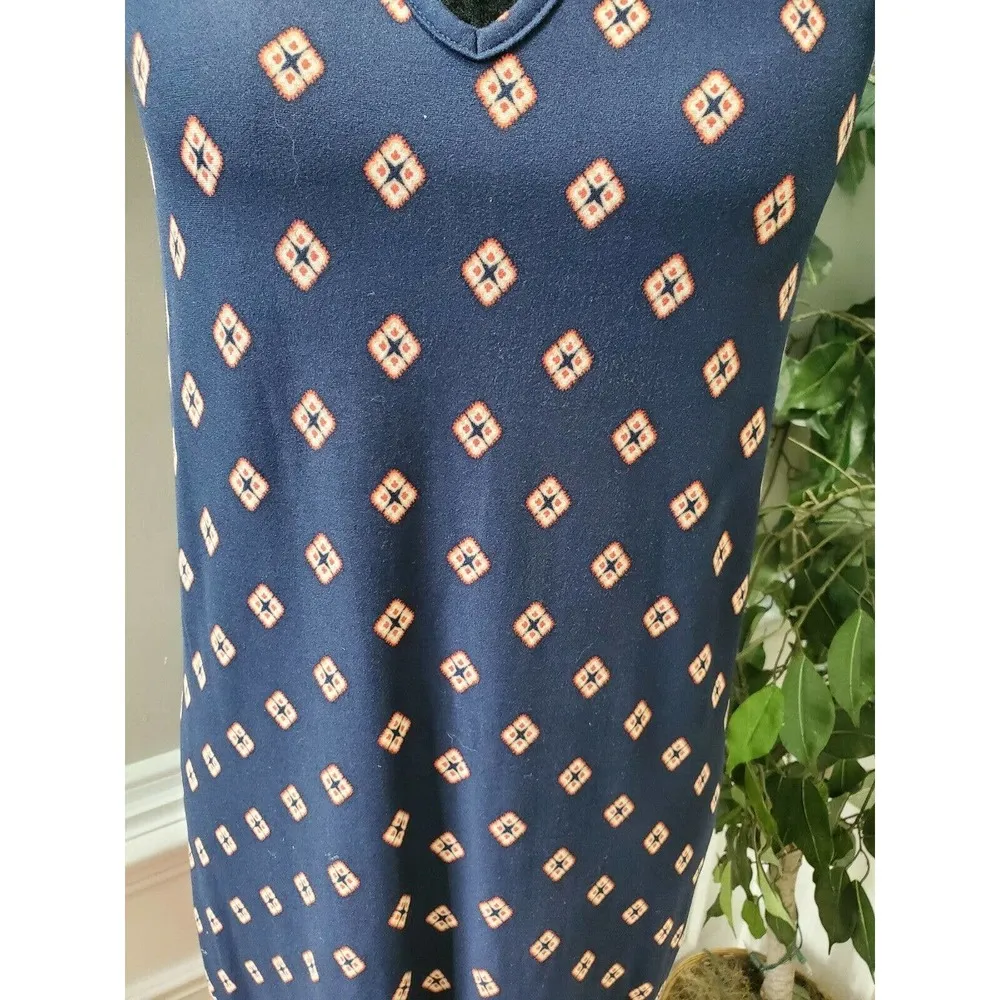 Nine Britton Women Blue Polyester Sleeveless Round Neck Knee Length Dress Size L - Image 3