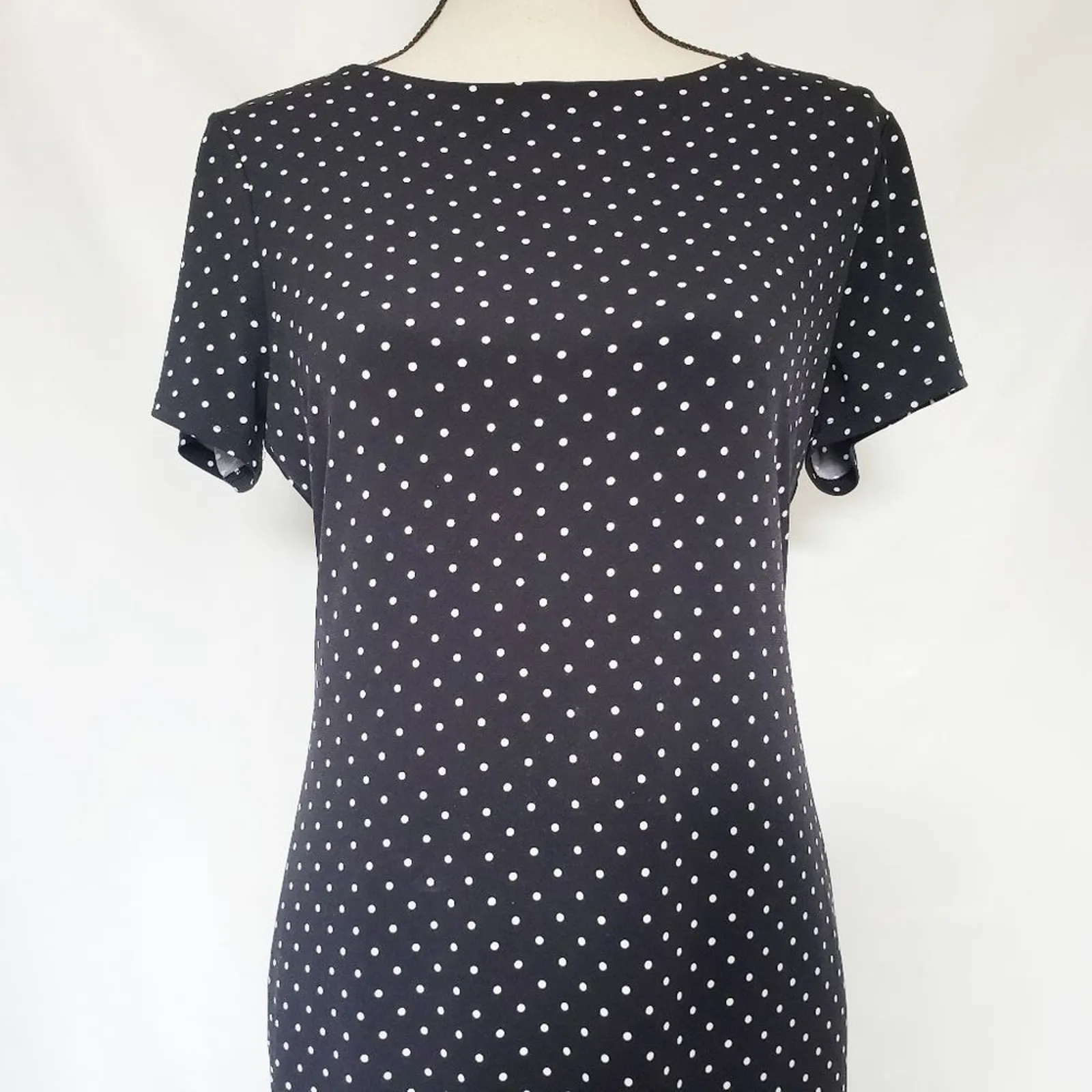 Vince Camuto Polka Dot  Sheath Dress Sz Small Midi Rockabilly Retro Office Pinup - Image 3