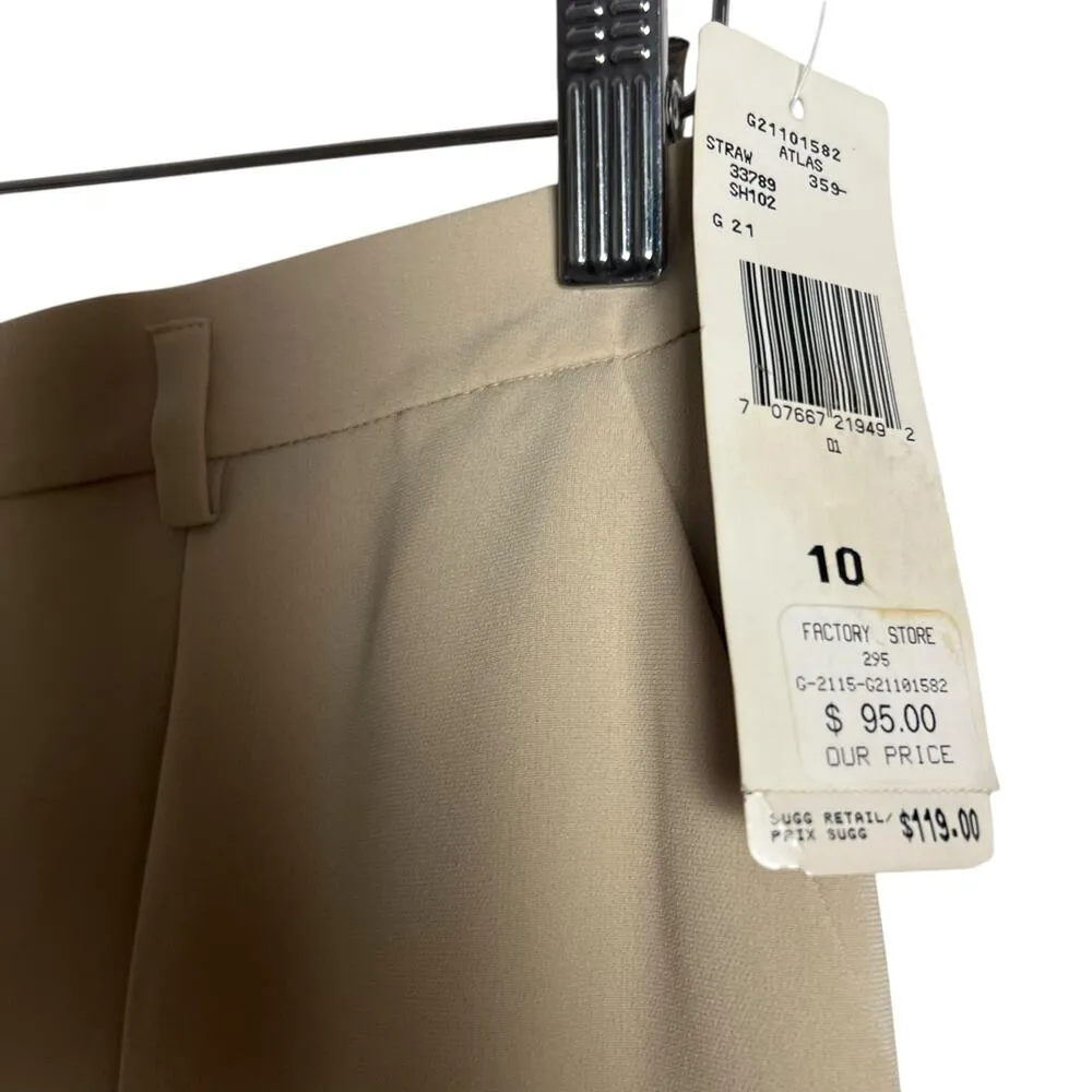 Jones New York Vintage Khaki Tan Pleated Wide Leg Trouser Dress Pants Size 10 - Image 3