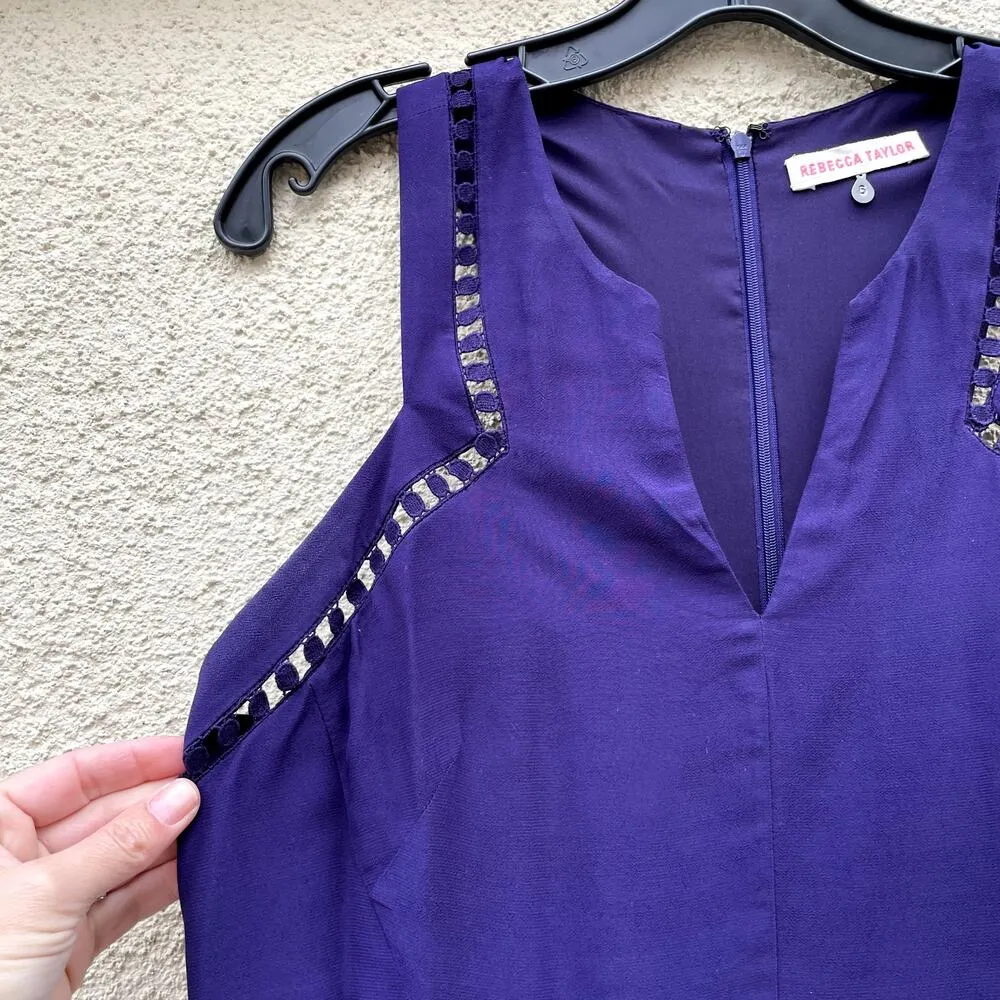 Rebecca Taylor Purple Sleeveless Dress 6 Crochet - Image 3