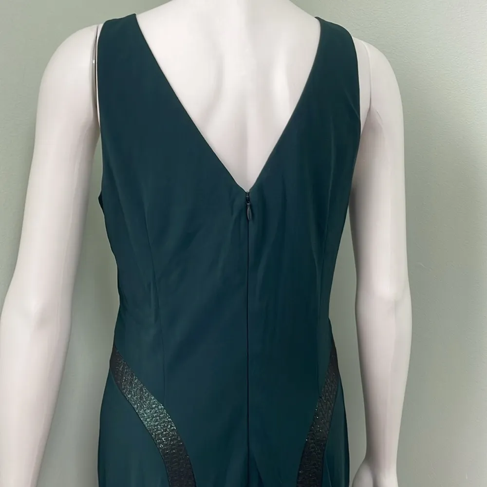 DAVID MEISTER Little Green V-Neck Shimmer Details Dress 10 - Image 7