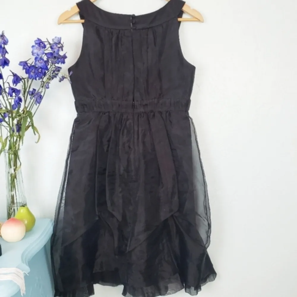 vintage BCBG Paris beaded black tulle beaded cocktail dress - Image 3