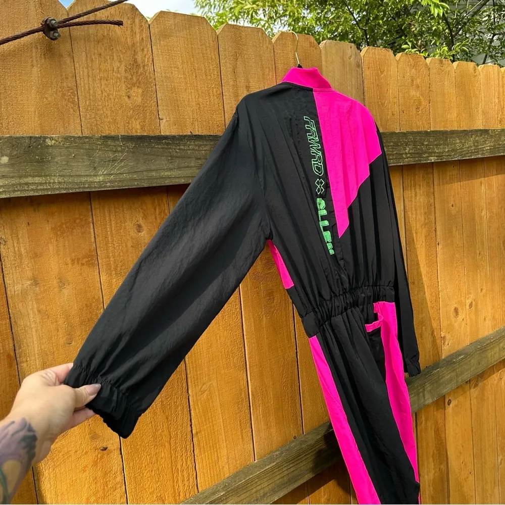ASOS Collusion Brand Ski Style Indoor/outdoor Jumpsuit size 10 black pink retro‎ - Image 13