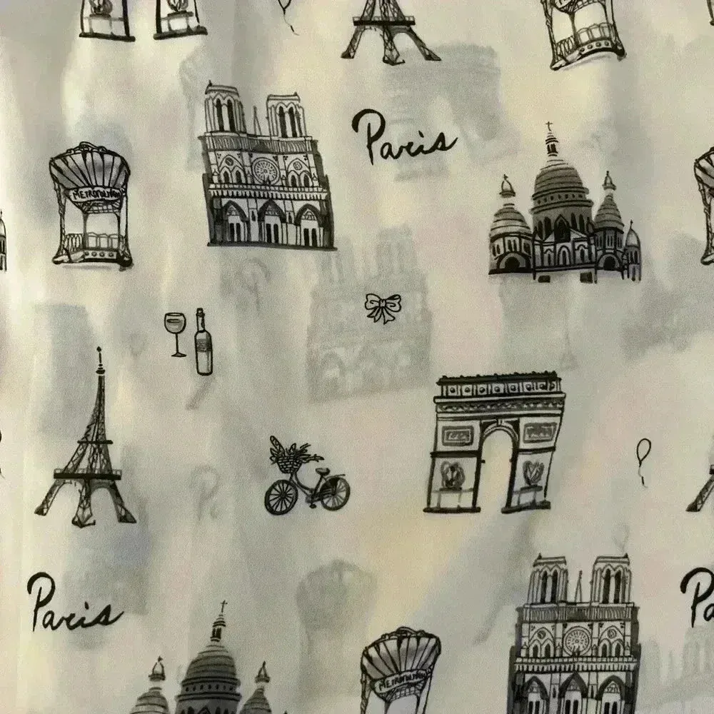 Talbots Paris Print Tie Front Blouse Ivory and Black Small Petite - Image 8