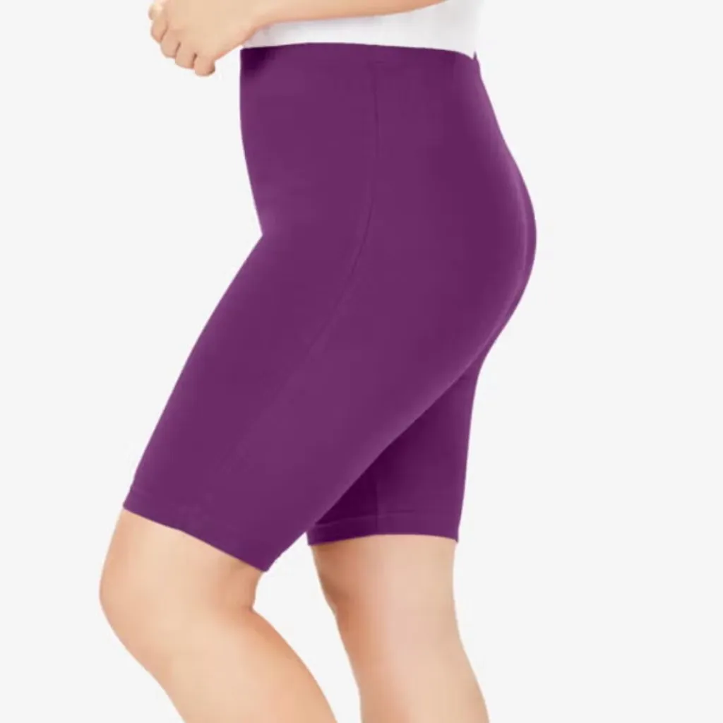 Woman Within Stretch Cotton Bike Short Plum Purple 2X 26-28 - Image 2