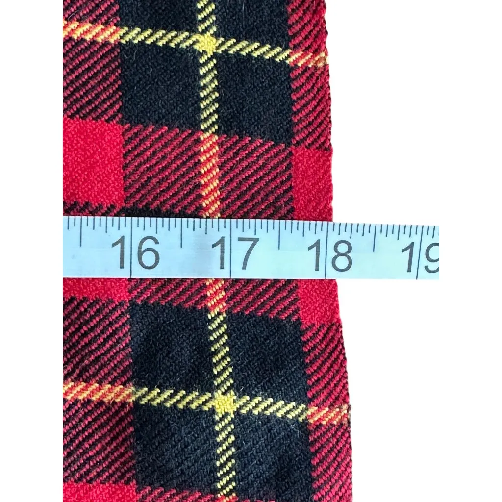 Punctuate Wool & Acrylic Red Plaid Scarf With Fringe Neck Warmer Fall Winter 82" - Image 5