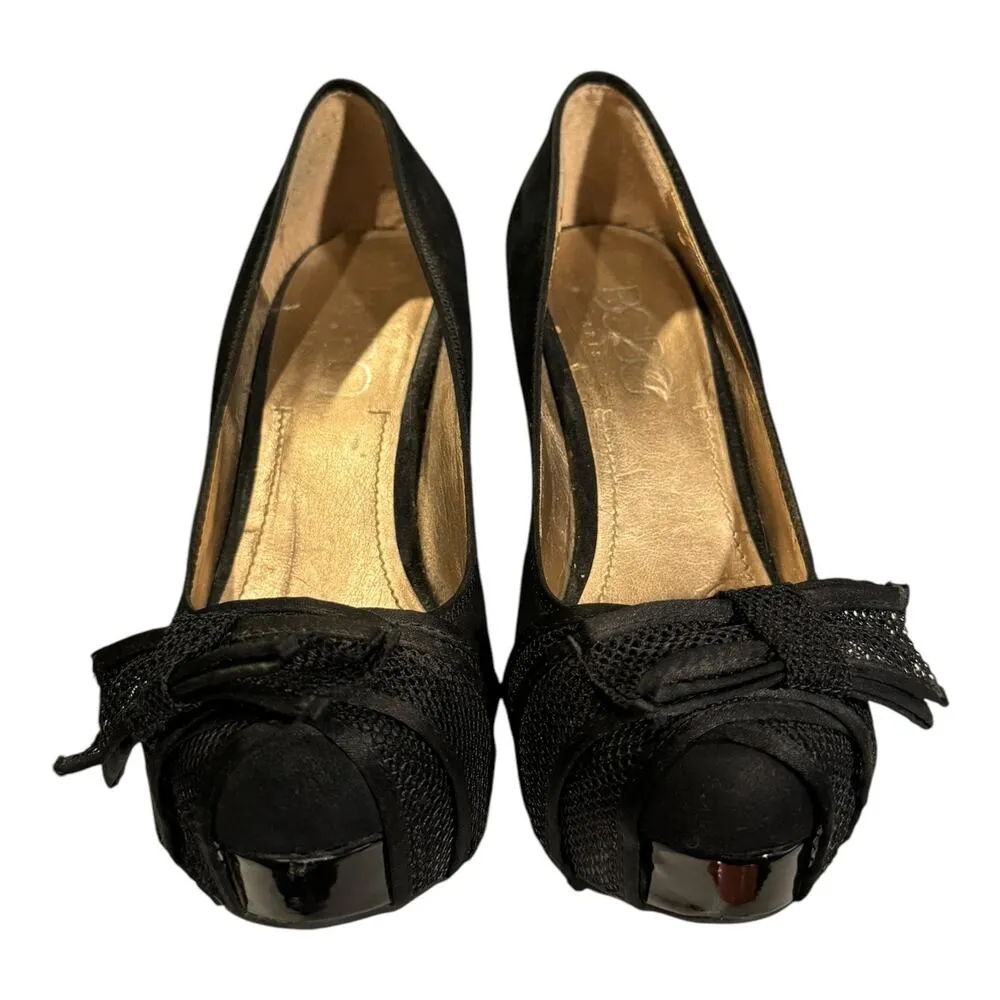 BCBG Paris Phynia Clove Black Suede Pump with net bow size 7.5 - Image 6