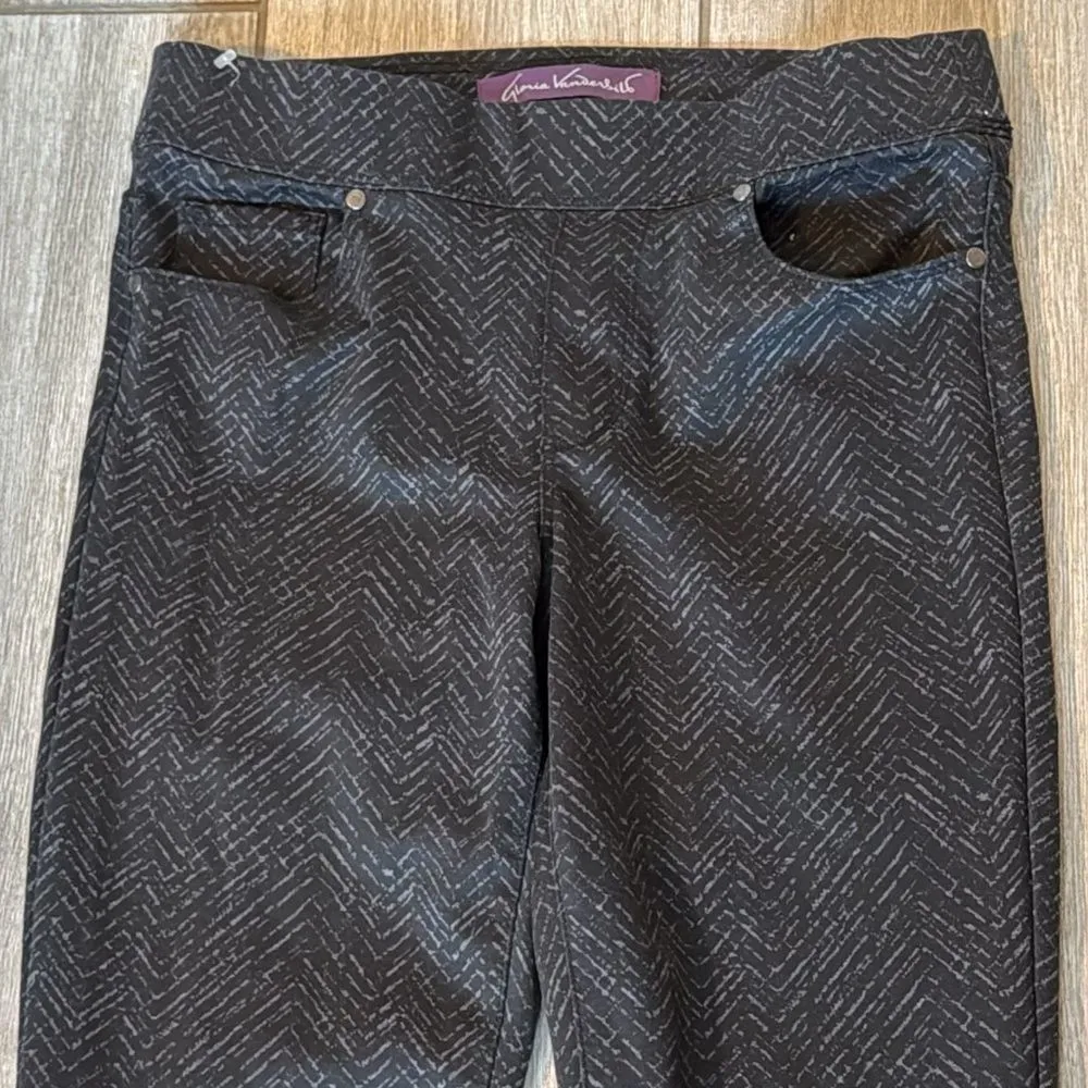 Gloria Vanderbilt Avery Straight-Leg Pants Size 8 Black Gray Zigzag Print - Image 3