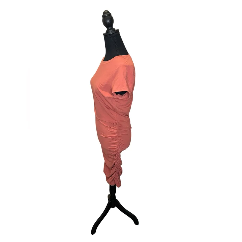 Nine West Mauve/Orange shirt‎ sleeve ruched t-shirt dress size S - Image 3