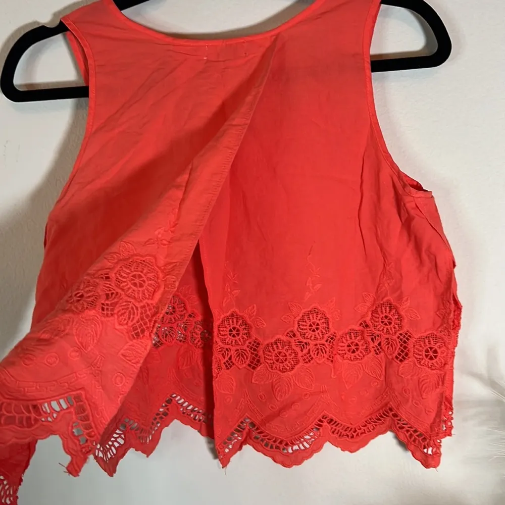 Tobi Orange Cotton Lace Detail Tank - Image 7