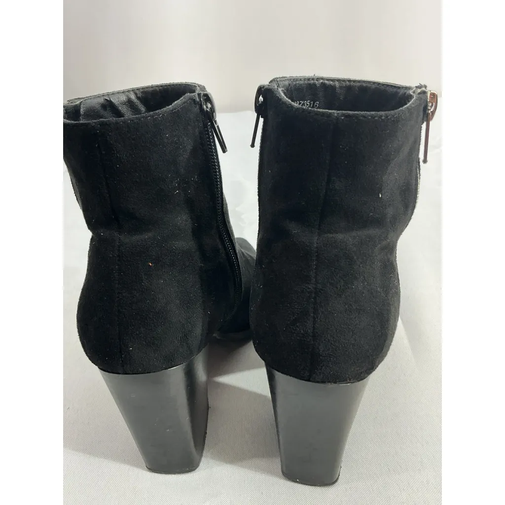 Womans Size 6 Black Pointed Toe Block Heel Ankle Boots - Image 5
