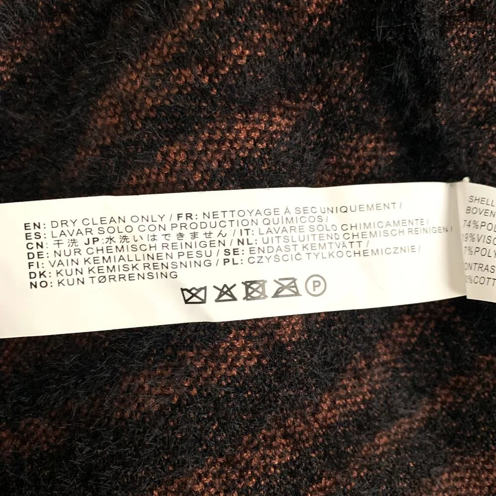 NEW JOA Zebra Print Fuzzy Long Wrap Cardigan Duster in Black / Brown - Image 11