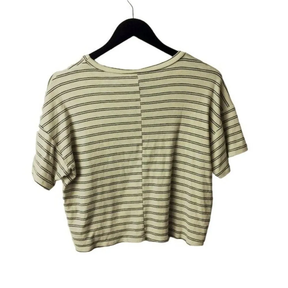 Forever21 Striped T Shirt Short Sleeve Crop Top Style Cotton Crew Womens Small S - Image 3