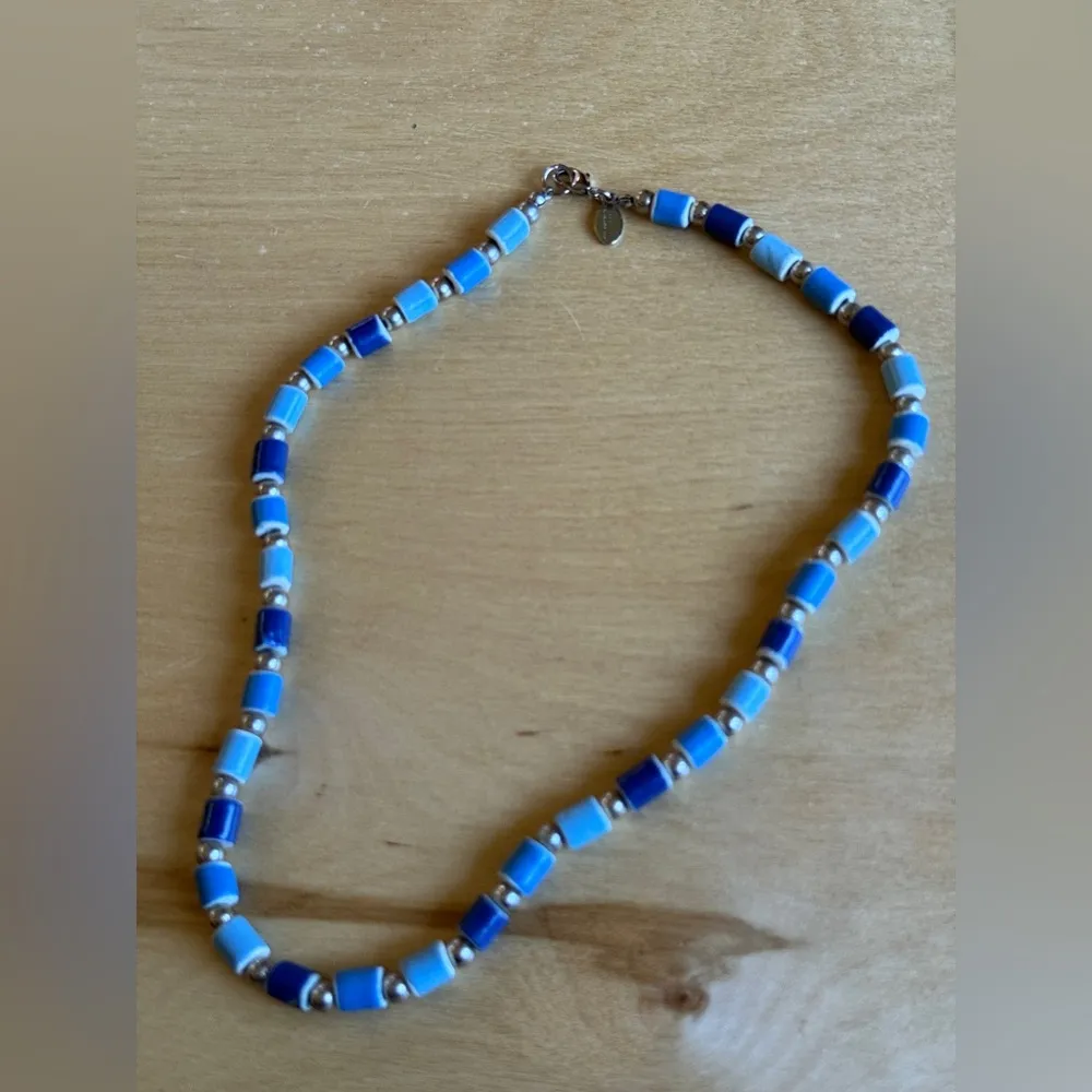 Blue and White Beaded Necklace - Image 3