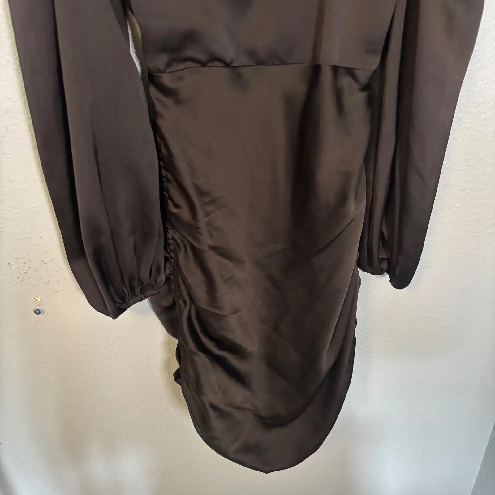 Mistress Rocks One and Only Black Satin Open Back Mini Dress Size Medium Party - Image 7