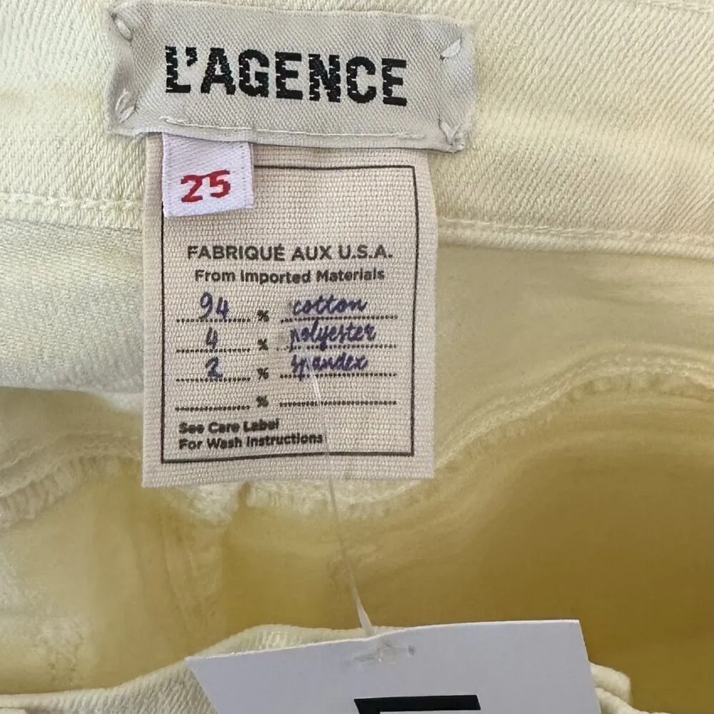 NWT L'AGENCE Sada High Rise Slim Cropped Jean in Tender Yellow - Size 25 - Image 4