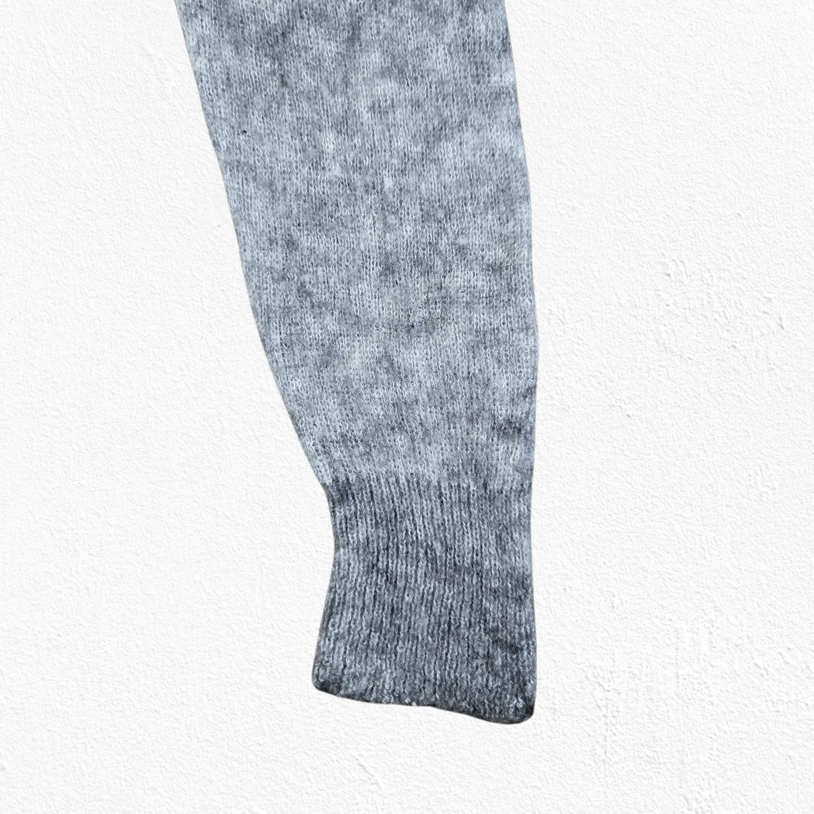 AllSaints Light Grey Open Front Wool Alpaca Cropped Cardigan Sweater Size XL - Image 7