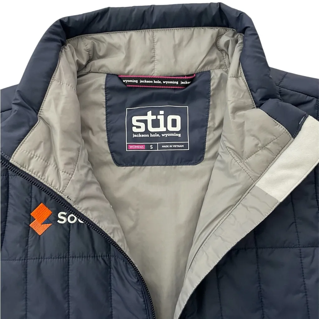 Stio Azura Vest Quilted Insulated Full Zip Primaloft Logo Blue Women Size Small - Image 3