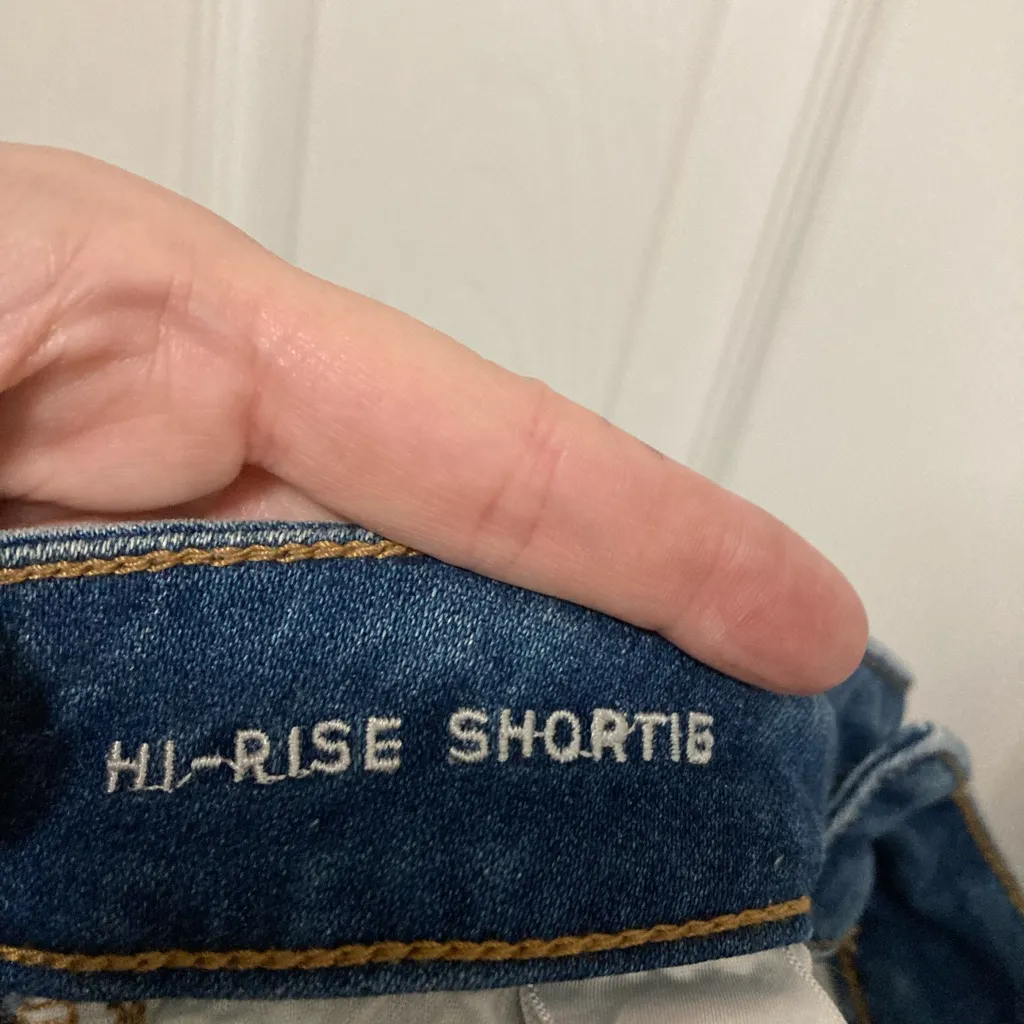 American Eagle Outfitters Medium Wash High Rise Ripped Shortie Denim Shorts - Image 5