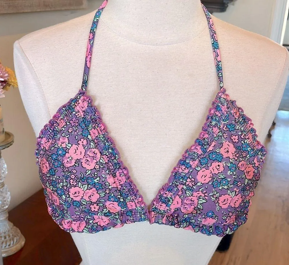 Purple Ruffle Floral Bikini Top Size undefined - Image 2