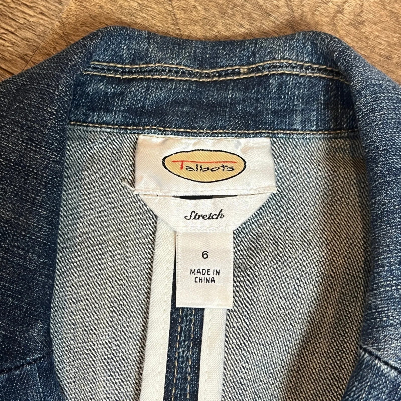 Talbots Denim Blazer Jacket Women's Size 6 Stretch - Image 5