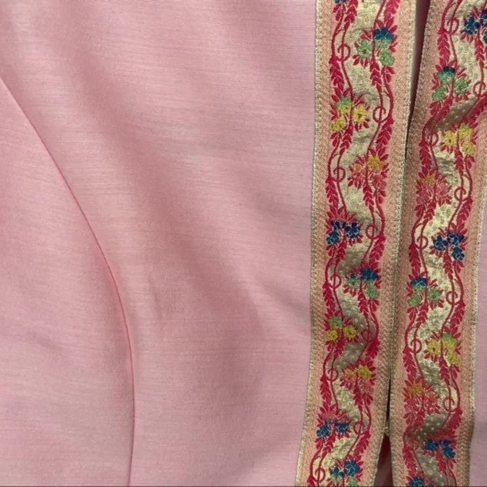 Vintage marshall field and co. pink blazer bolero jacket embroidered trim metall - Image 5