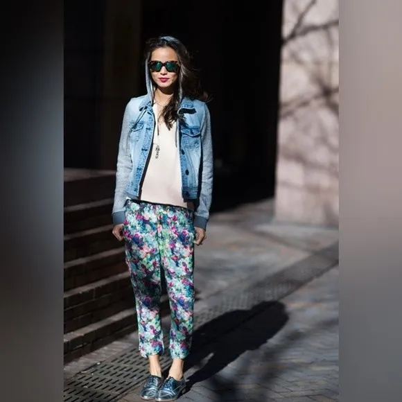 Anthropologie Sam & Lavi xs Floral‎ Split Hem Pant Bright Multicolor 100% Rayon - Image 6