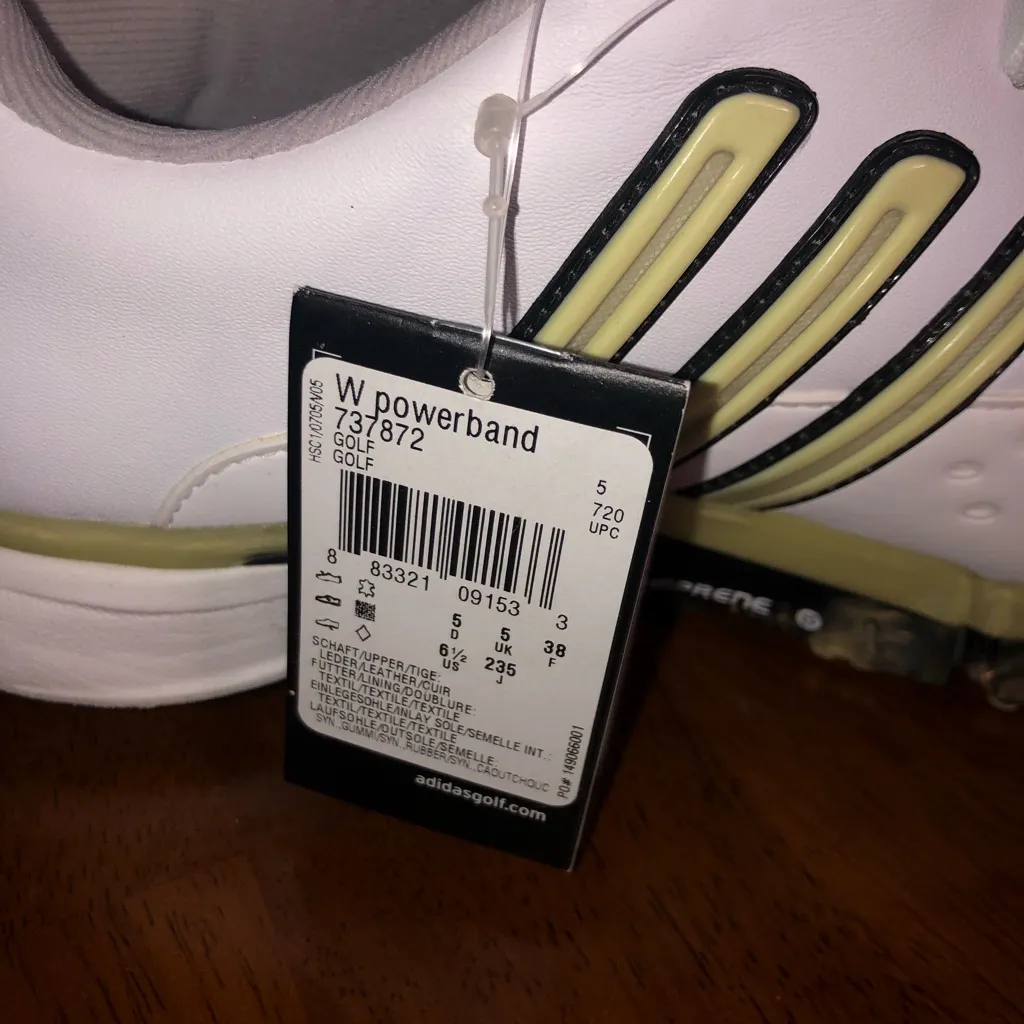 Adidas power and grid‎ white/light green stripes.  Golf shoes 6.5 - Image 7
