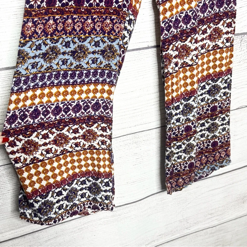 New Look Boho Patterned Wide Leg Casual Festival Palazzo Lounge Pants Size Large - Image 3