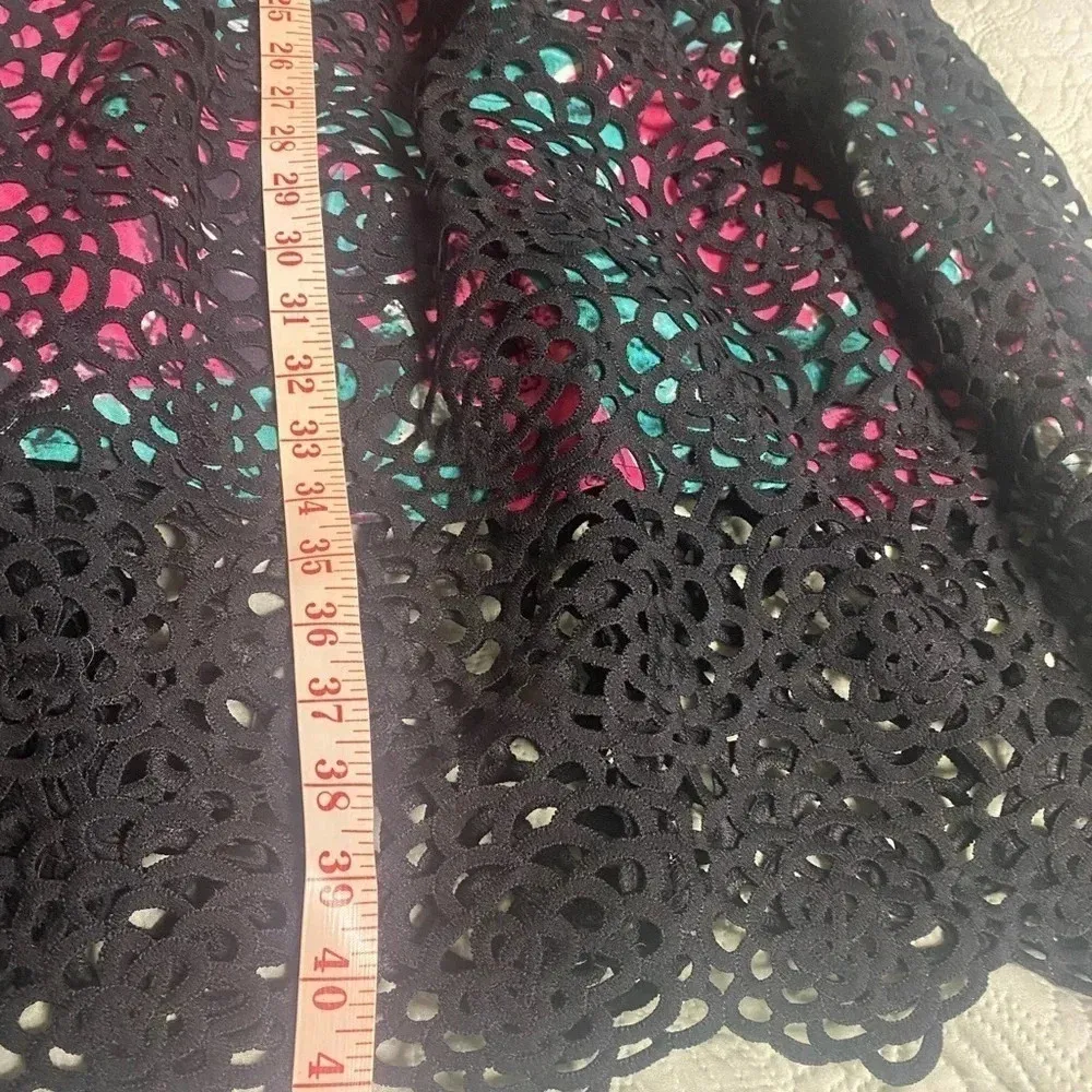 Anthropologie Wolven Size 4 Floral Dress Black Lace Overlay Fit Flare - Image 6