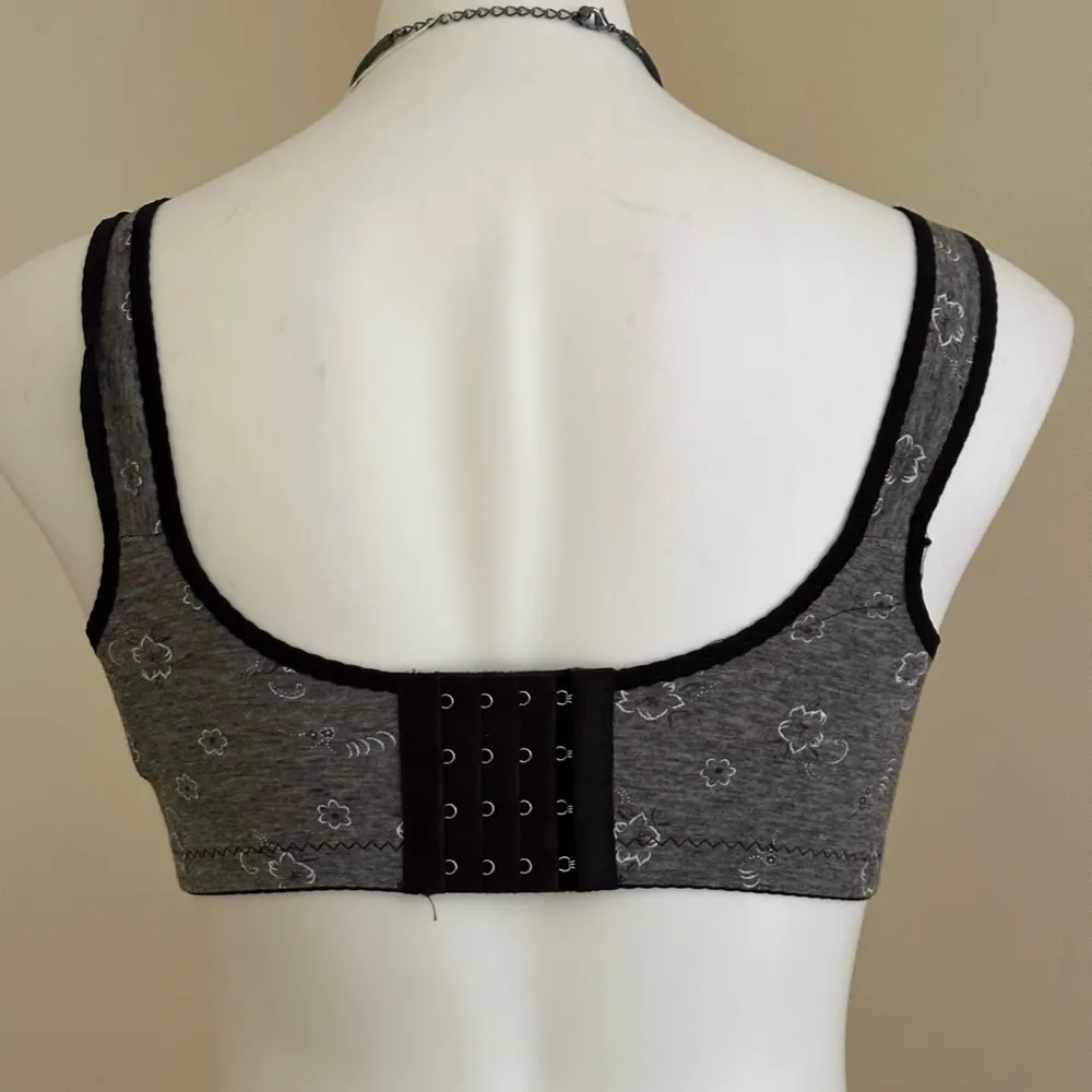 Liveday Seamless Bra wireless Comfort Gray Purple Black Jewel In Front SZ L Size L - Image 3