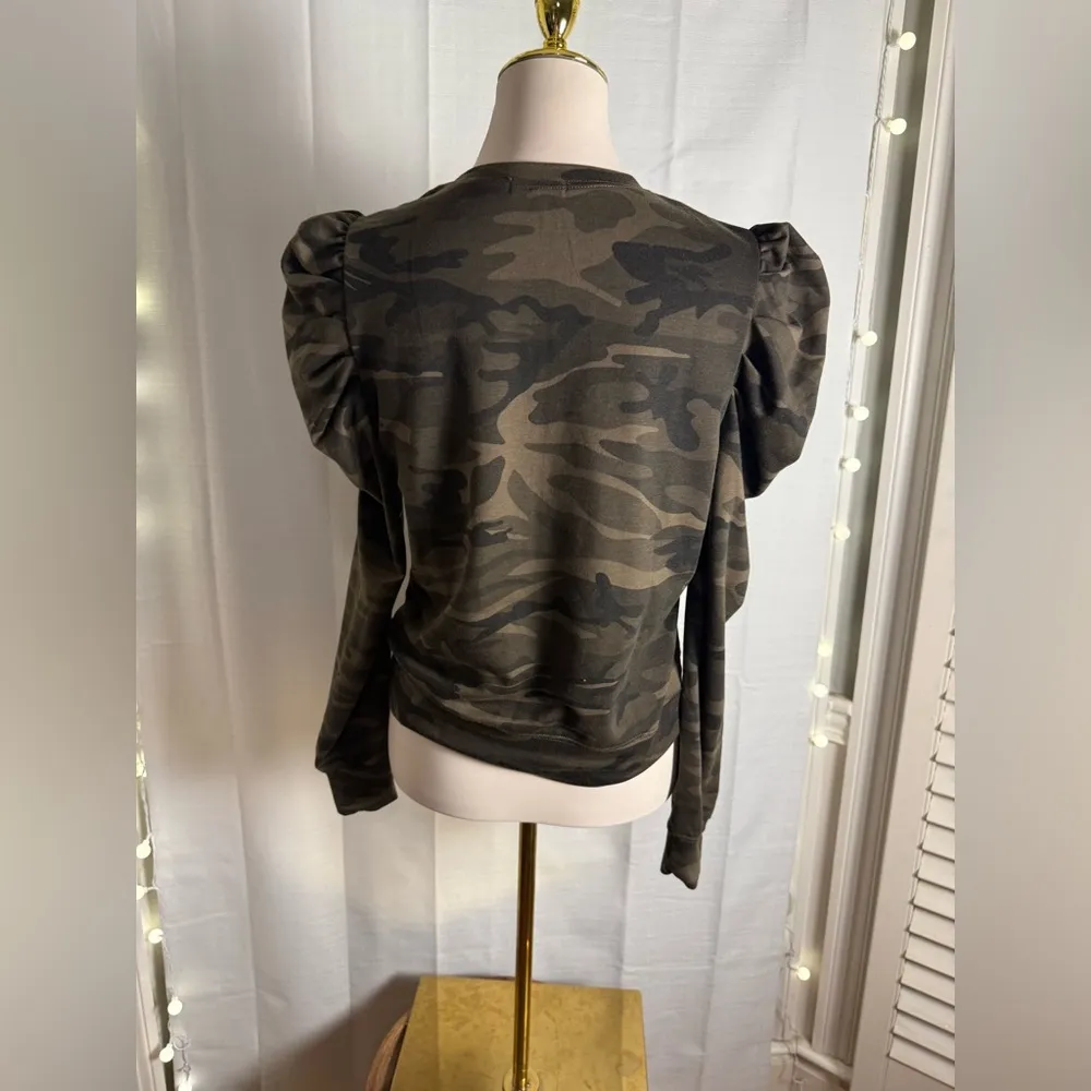 TCEC Green and Brown Puff Sleeve Boxy Sweatshirt - Image 2