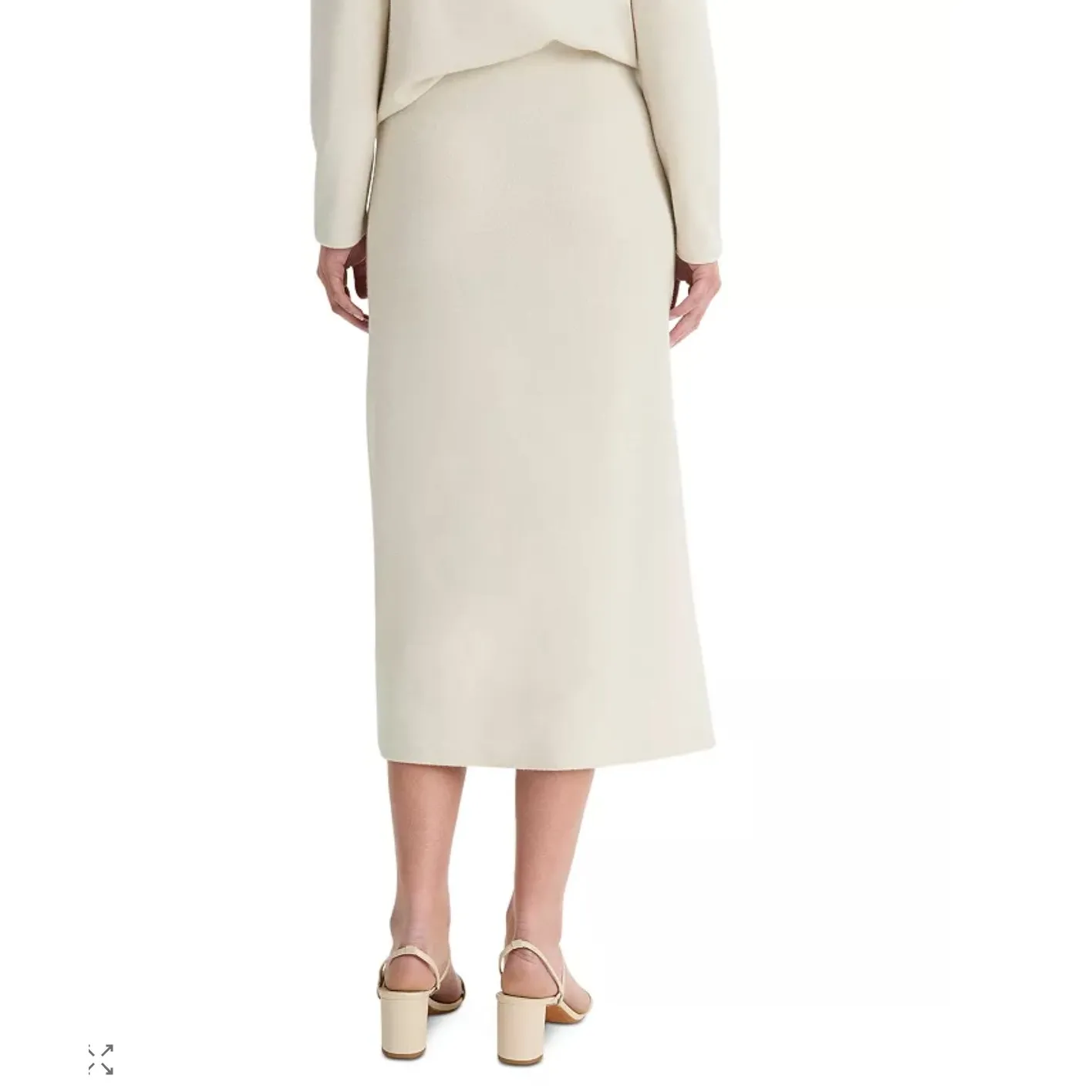 Vince Cozy Cream Knit Midi Skirt Faux Wrap Luxury Minimalist Women's Small - Image 3