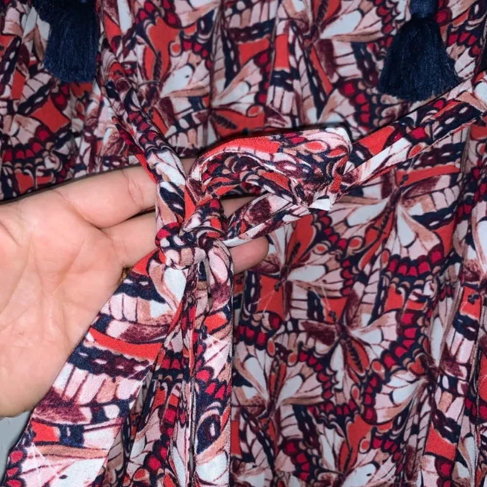 Happy X Nature NWOT Phoenix Butterflies Print Tiered Sleeved Maxi Dress. - Image 4