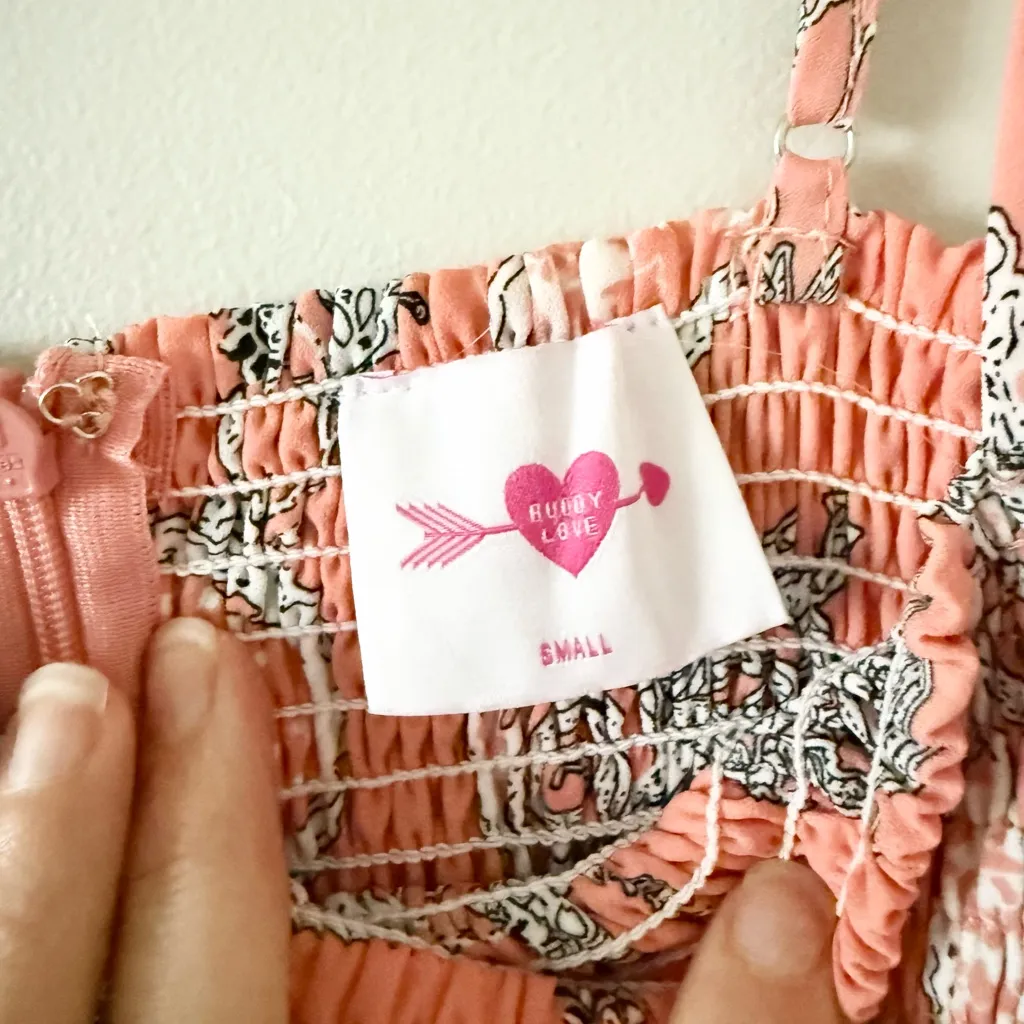 Buddy Love Smocked Dress Mini Dress in Coral Paisley Size S Pink - Image 6