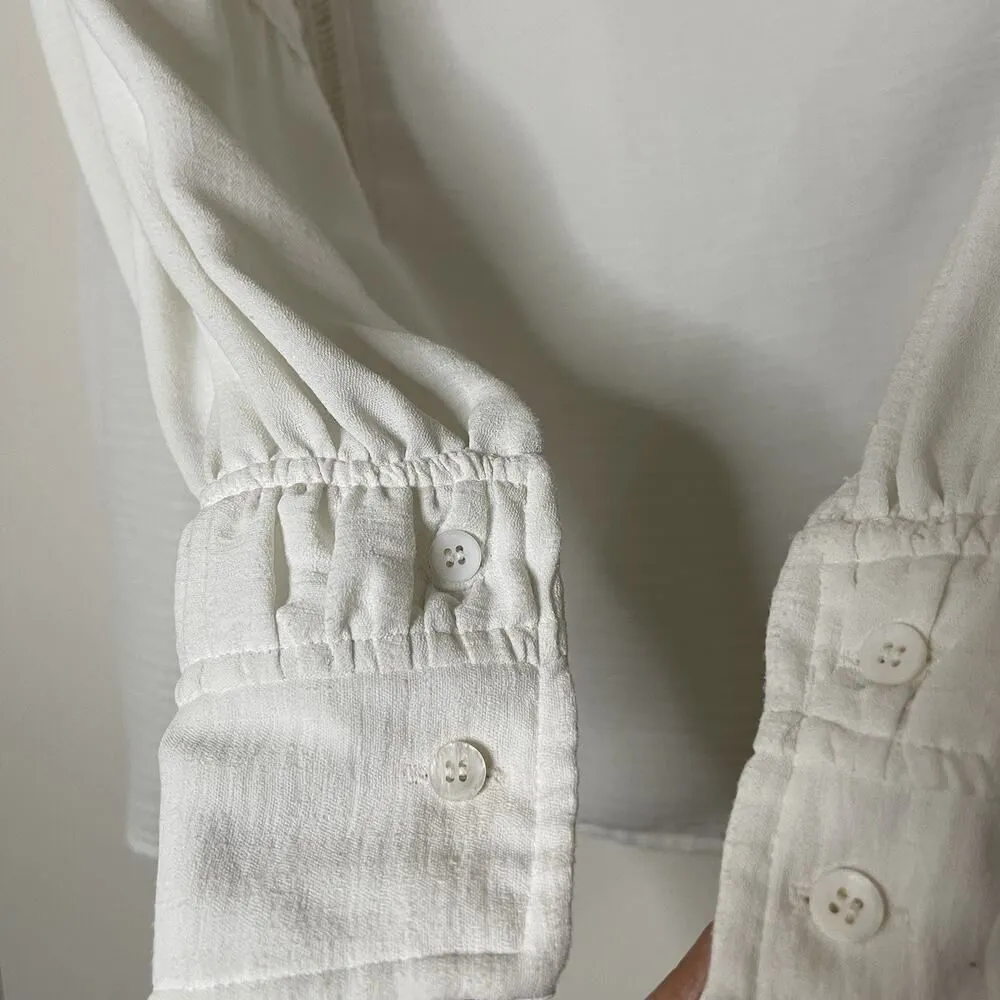 BROCHU WALKER Kaia Blouse white long sleeve lace eyelet blouse size XS - Image 6