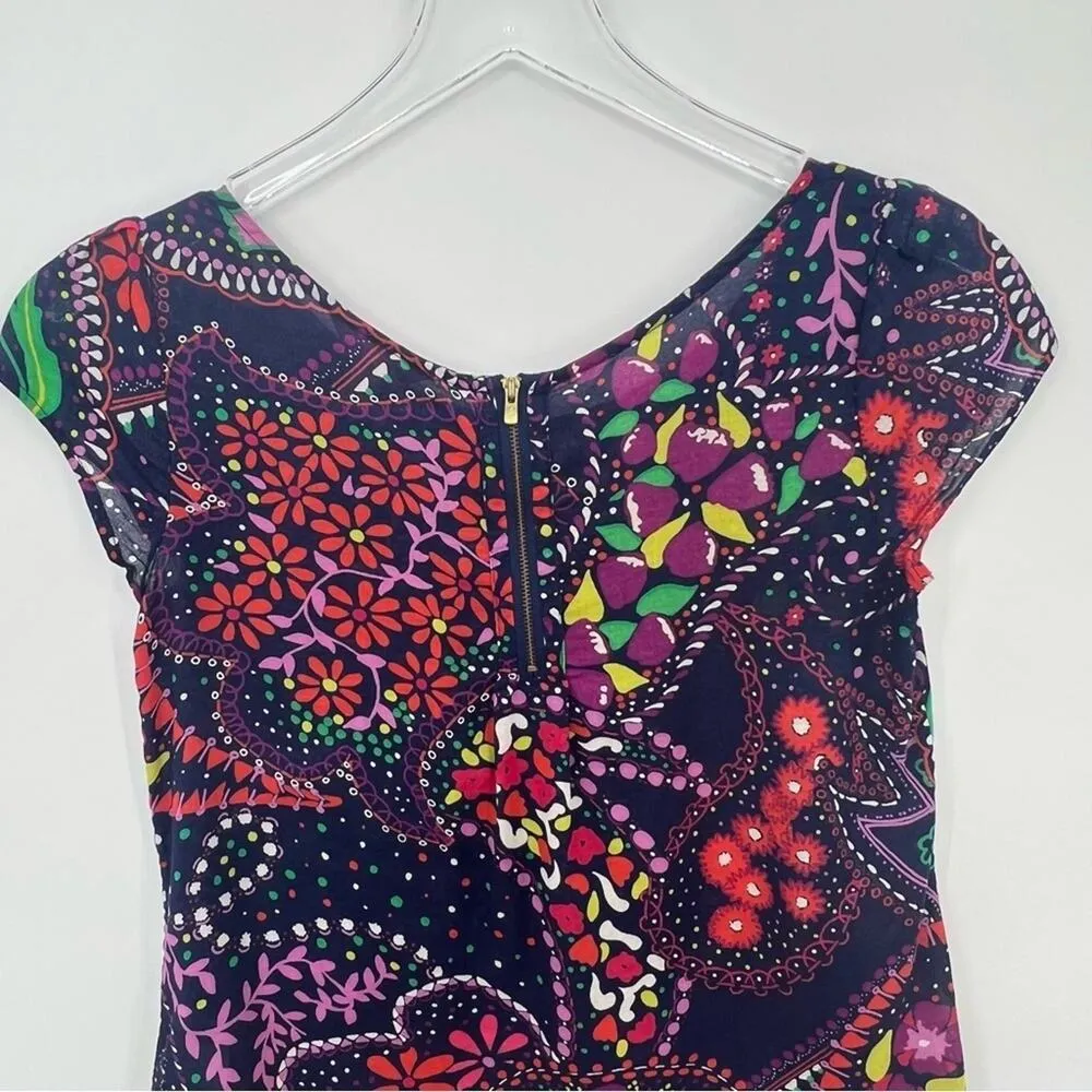 Lilly Pulitzer garden menagerie providence paisley floral cap sleeve blouse XS - Image 5