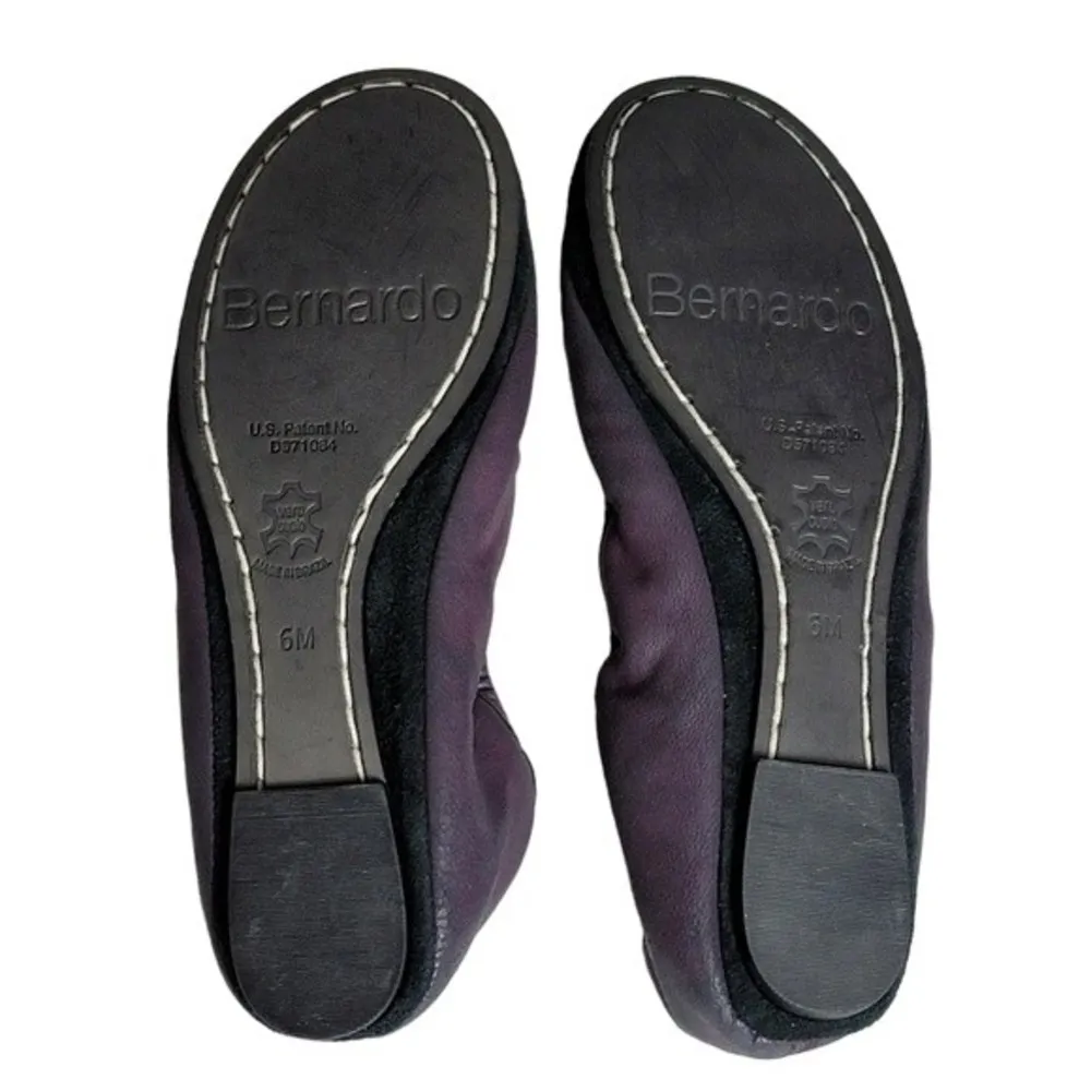 Bernardo Leather Flats Shearling Lined Ballerina Purple Sz 6M - Image 6