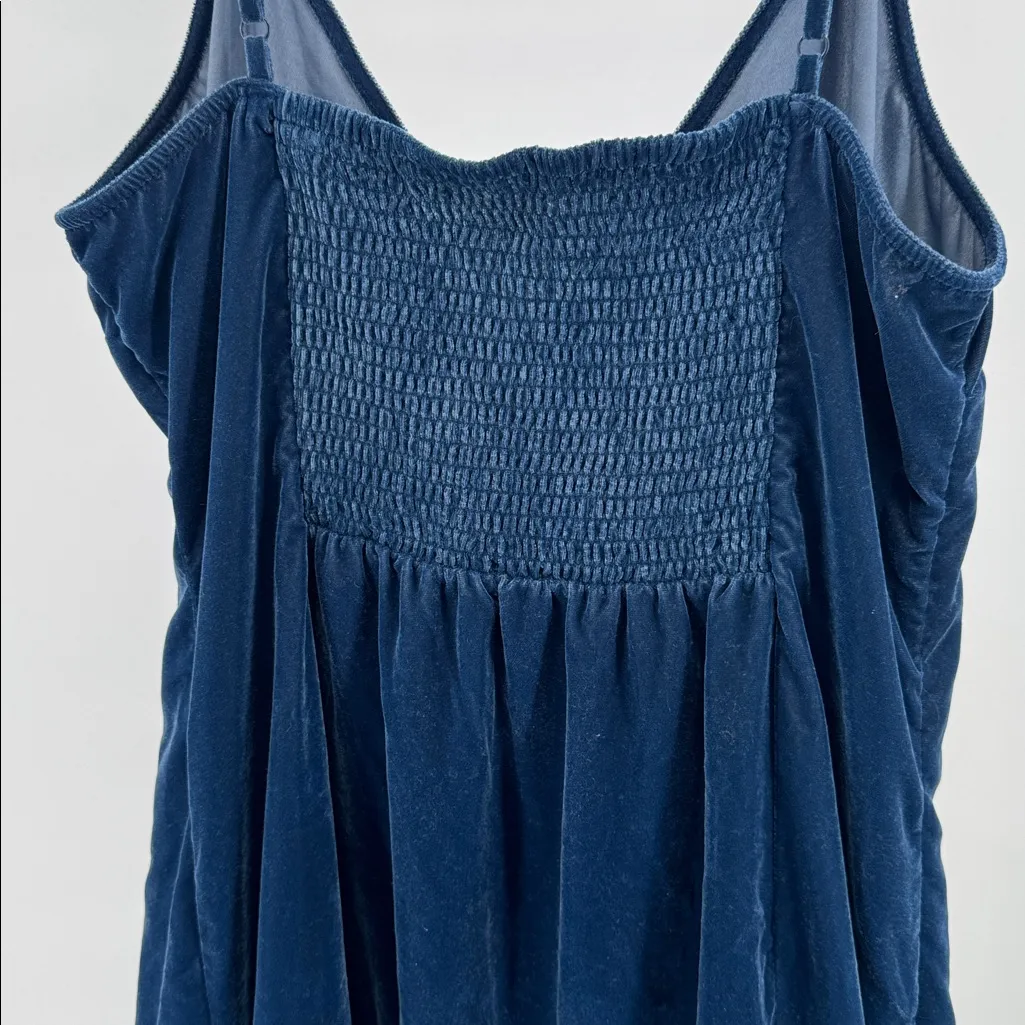 Old Navy velour smocked back Midi Dress navy blue stretch XL party layering - Image 9