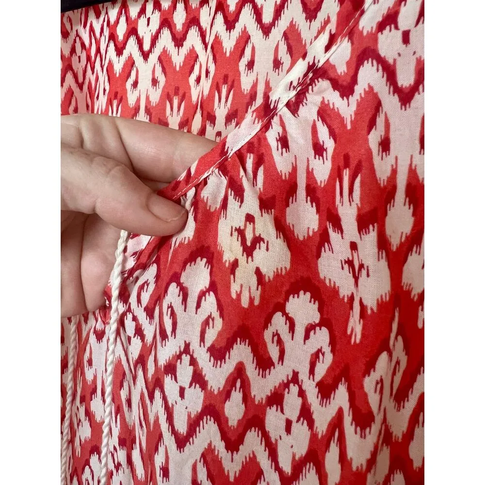 BeachLunchLounge Red and White Patterned Women's Boho Tank Top Ruffle Small S - Image 5