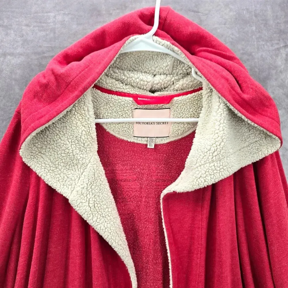 Victoria Secret Pink Sherpa VS Logo Hood M/L Oversized Robe Size M - Image 3